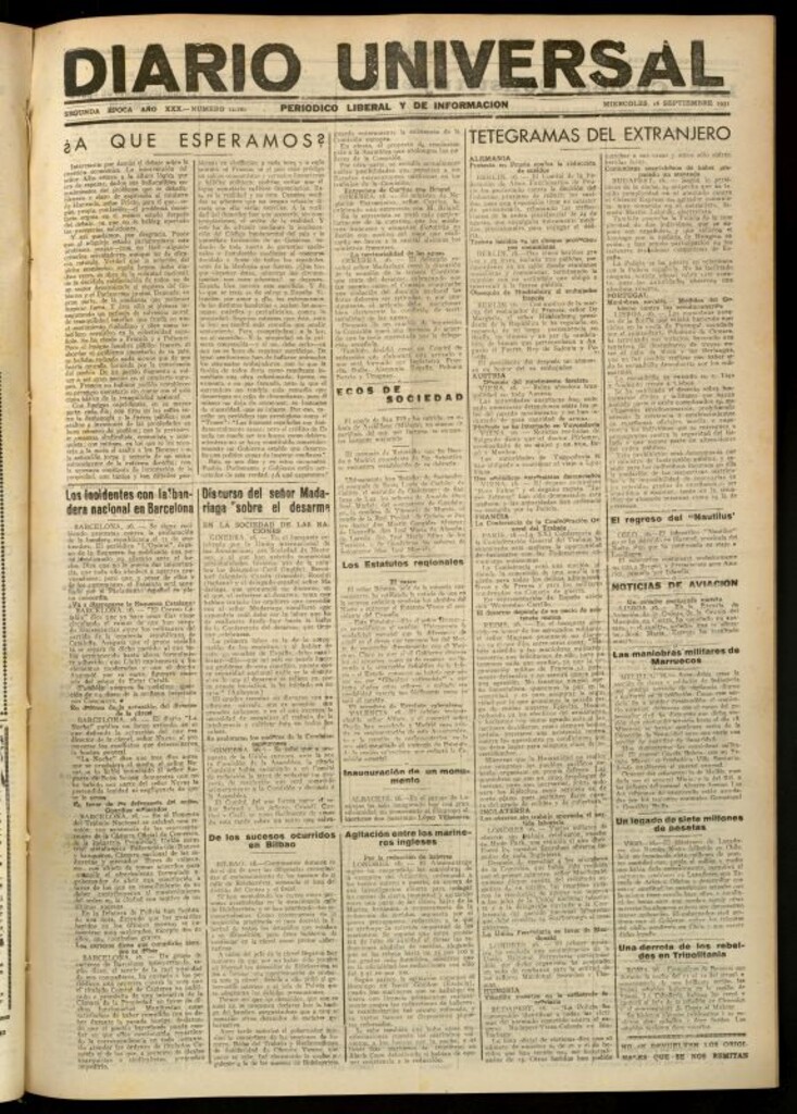 Miniatura de Diario Universal del 16 de septiembre de 1931