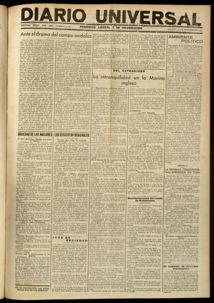 Miniatura de Diario Universal del 19 de septiembre de 1931