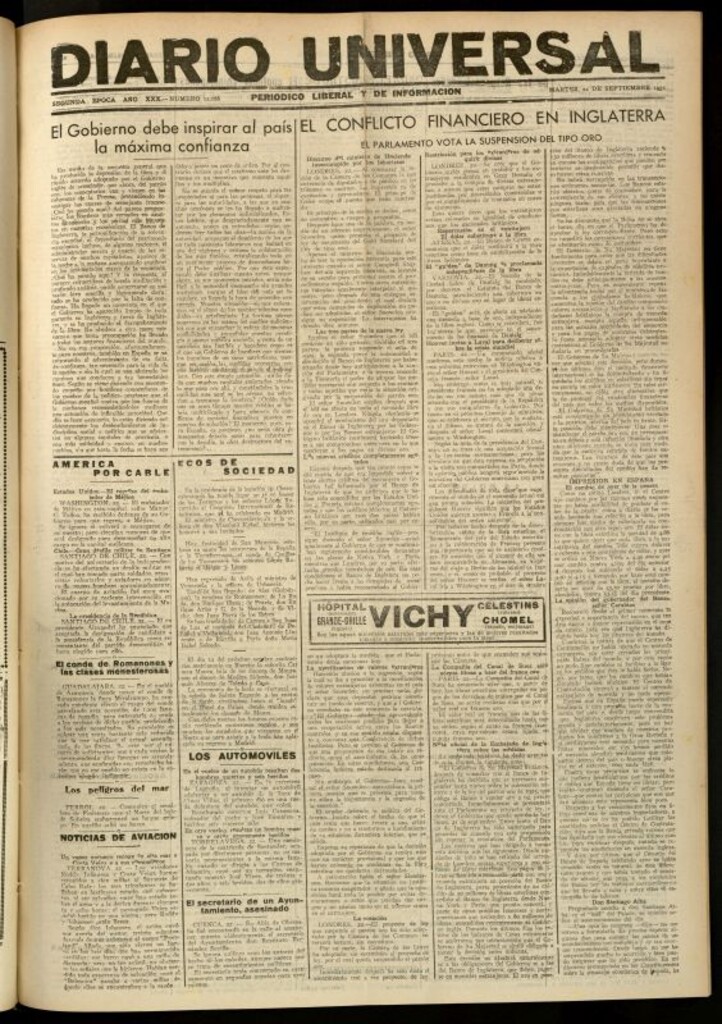 Miniatura de Diario Universal del 22 de septiembre de 1931