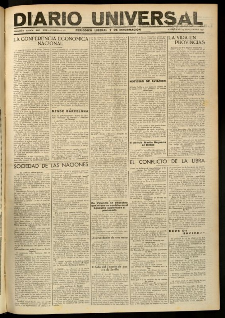Miniatura de Diario Universal del 23 de septiembre de 1931