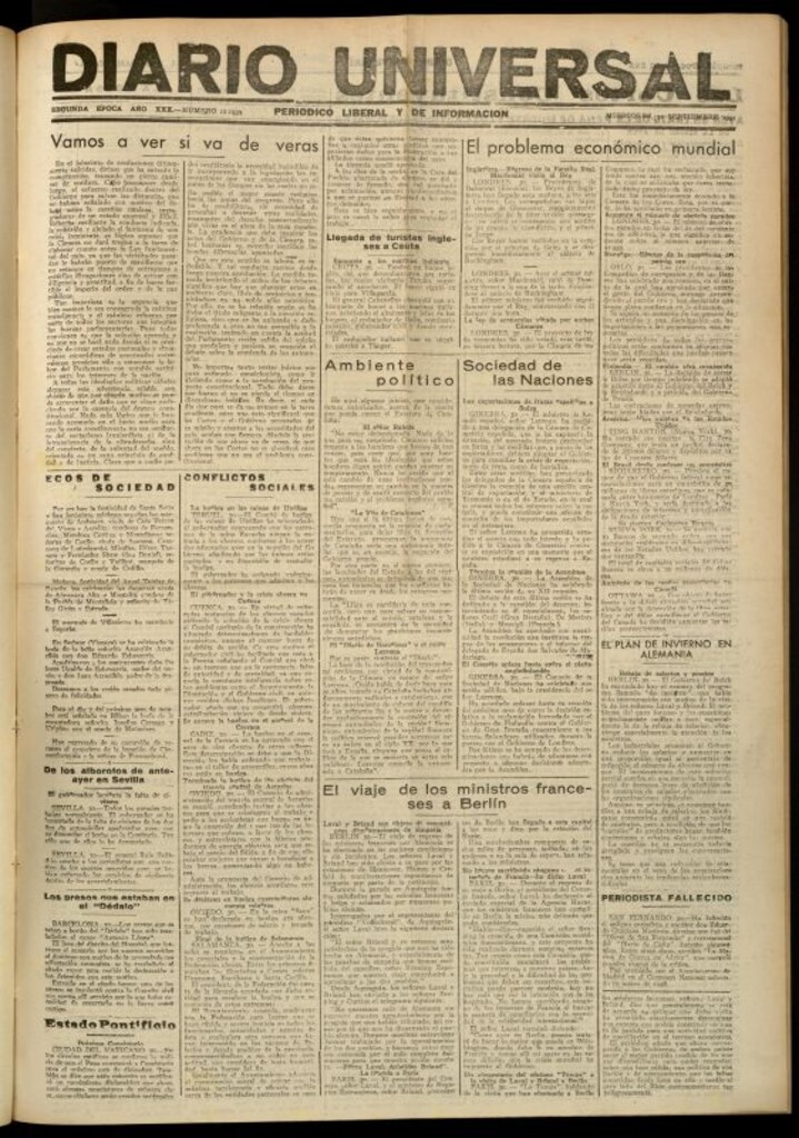 Miniatura de Diario Universal del 30 de septiembre de 1931