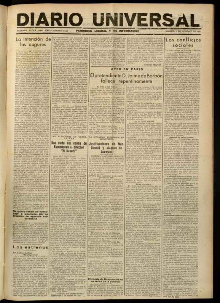 Miniatura de Diario Universal del 3 de octubre de 1931
