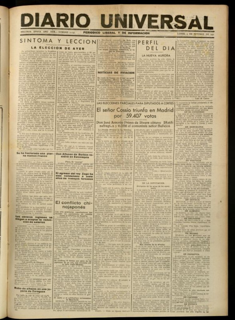 Miniatura de Diario Universal del 5 de octubre de 1931