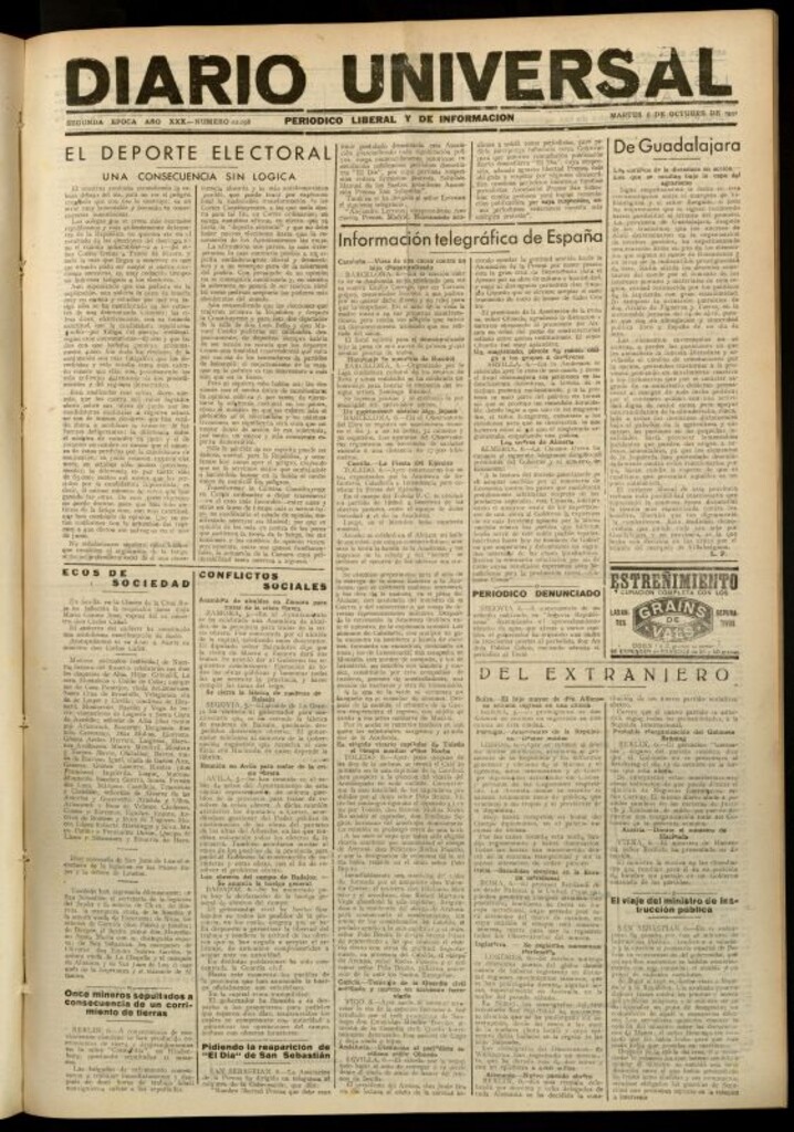 Miniatura de Diario Universal del 6 de octubre de 1931