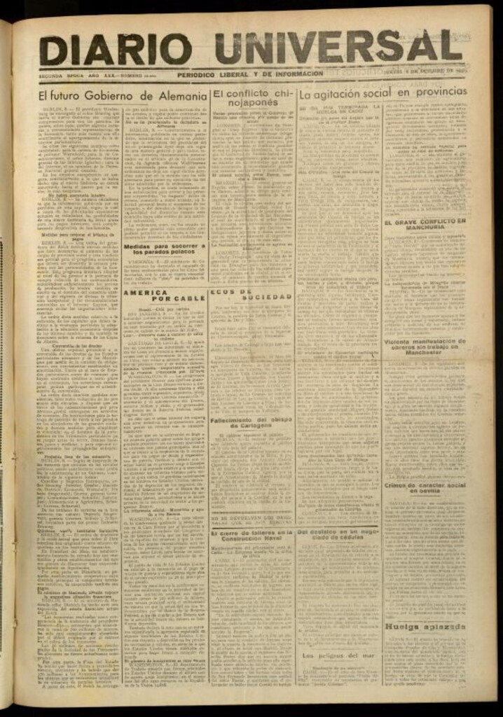 Miniatura de Diario Universal del 8 de octubre de 1931