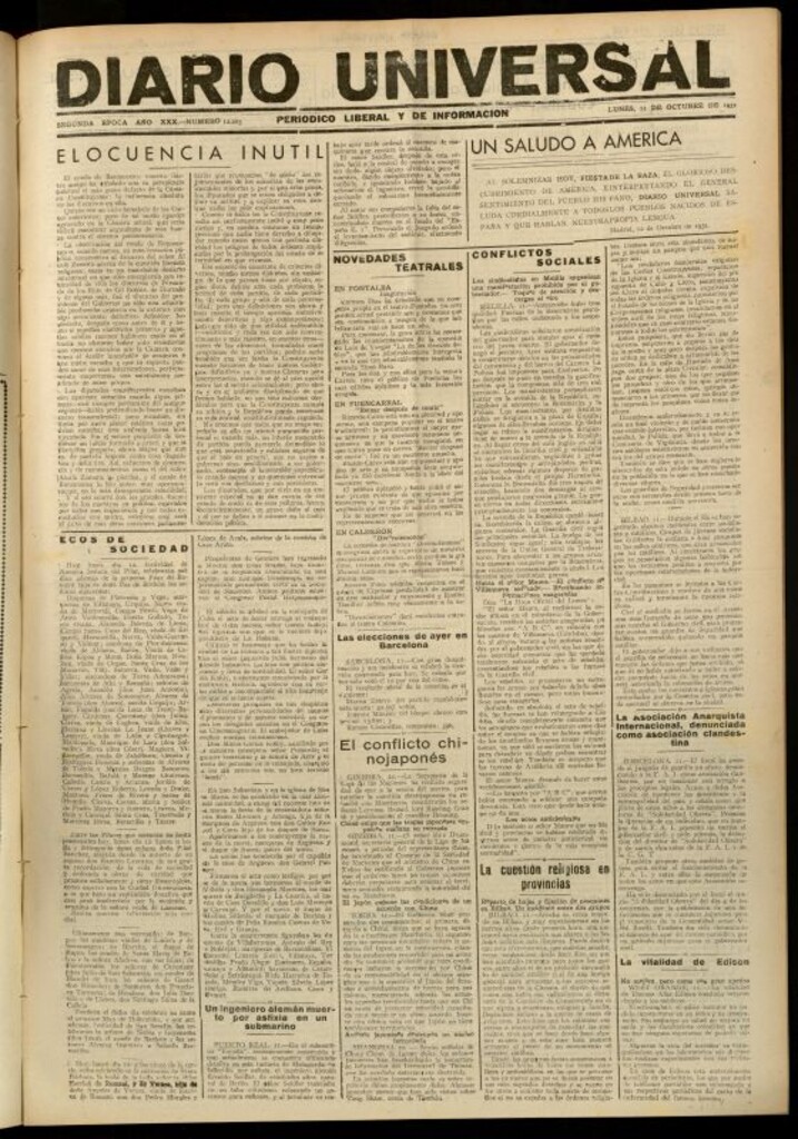 Miniatura de Diario Universal del 12 de octubre de 1931