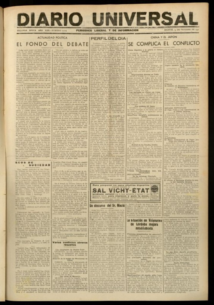 Miniatura de Diario Universal del 13 de octubre de 1931