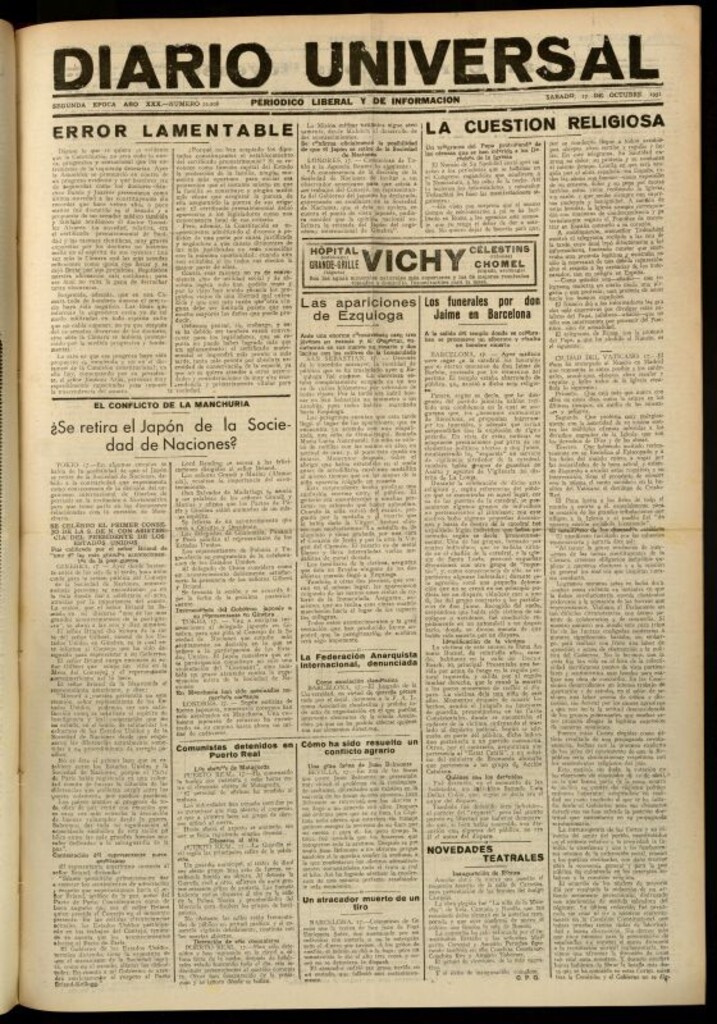 Miniatura de Diario Universal del 17 de octubre de 1931