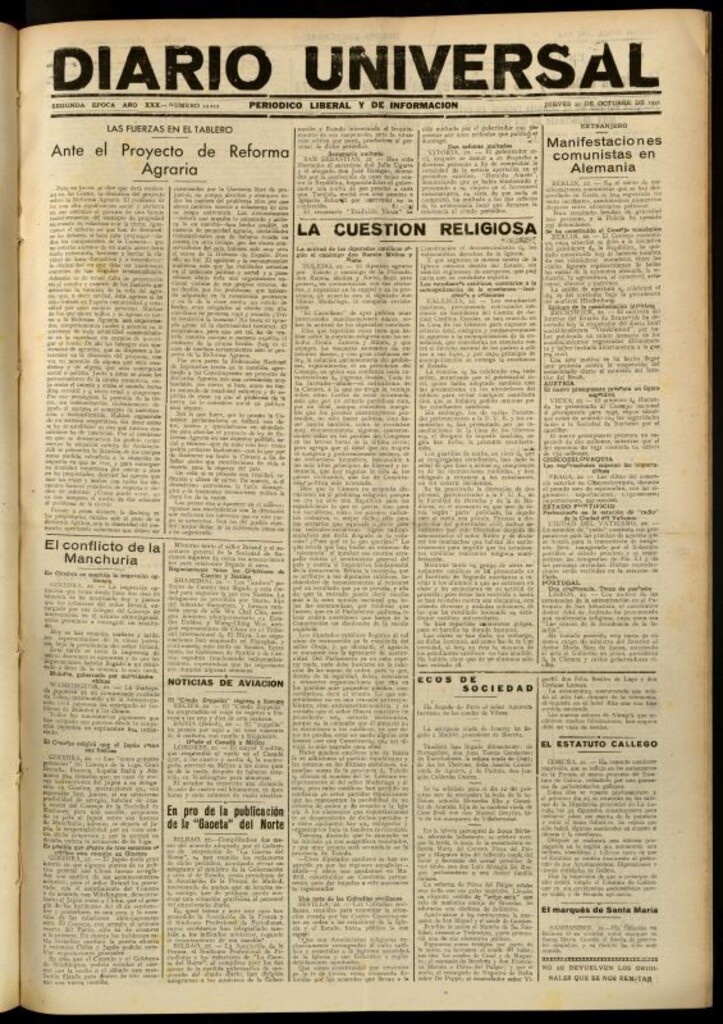Miniatura de Diario Universal del 22 de octubre de 1931