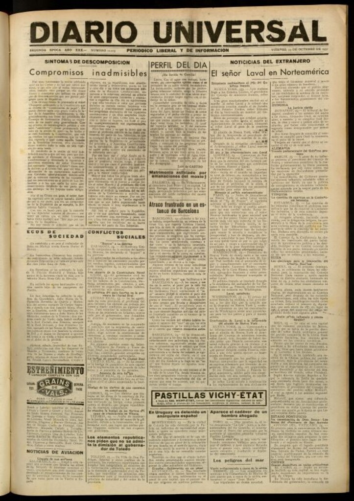 Miniatura de Diario Universal del 23 de octubre de 1931