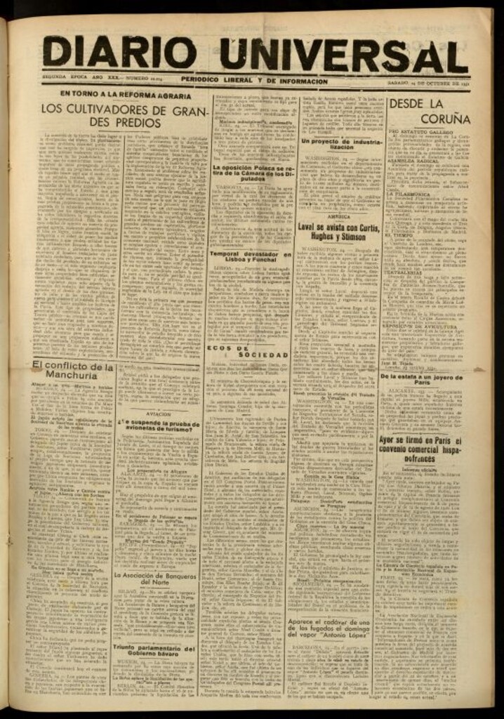 Miniatura de Diario Universal del 24 de octubre de 1931