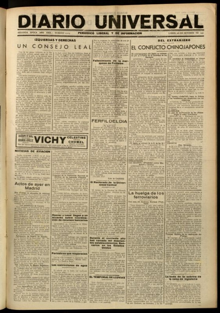 Miniatura de Diario Universal del 26 de octubre de 1931