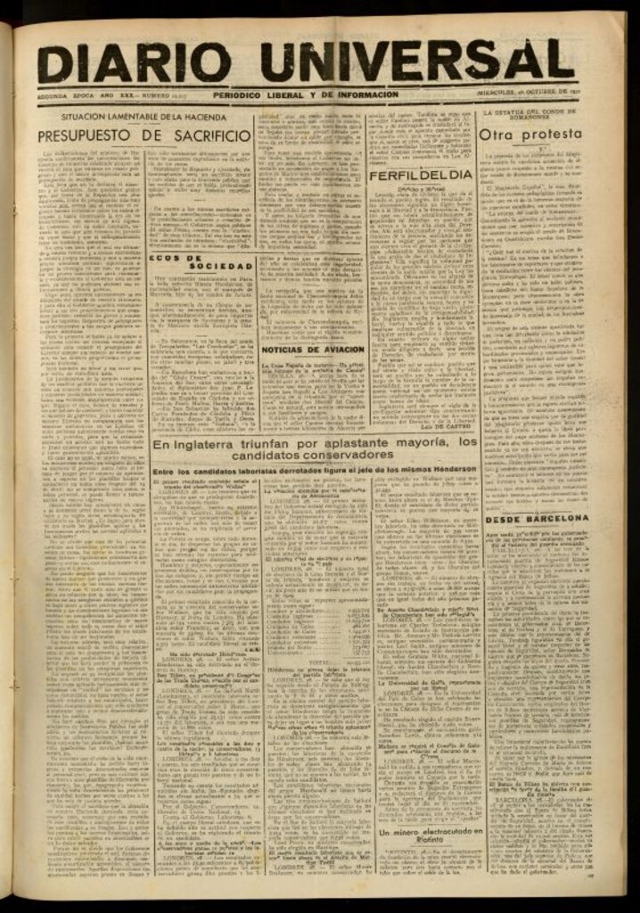 Miniatura de Diario Universal del 28 de octubre de 1931