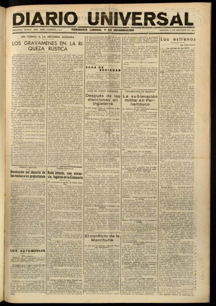 Miniatura de Diario Universal del 31 de octubre de 1931