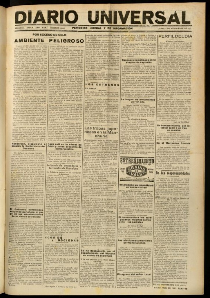 Miniatura de Diario Universal del 2 de noviembre de 1931