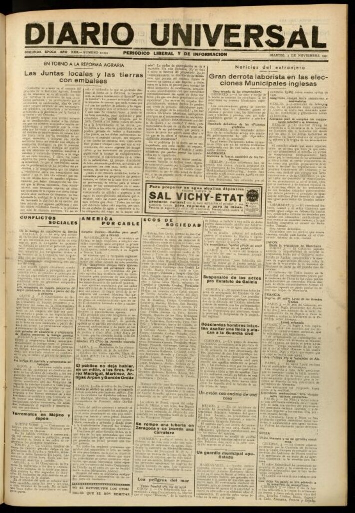 Miniatura de Diario Universal del 3 de noviembre de 1931