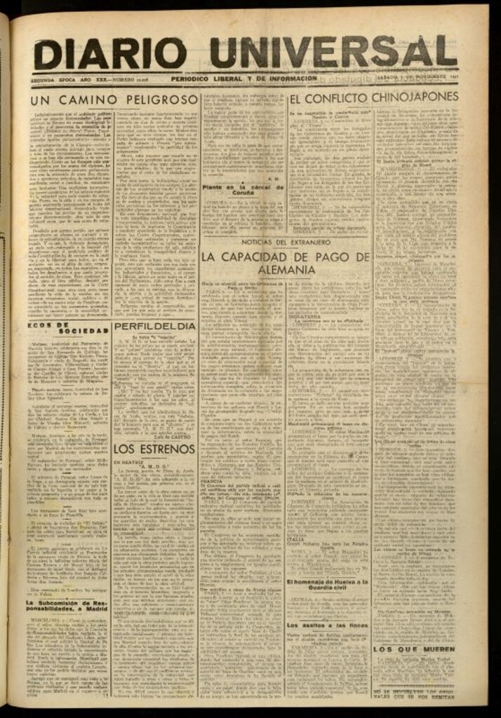 Miniatura de Diario Universal del 7 de noviembre de 1931