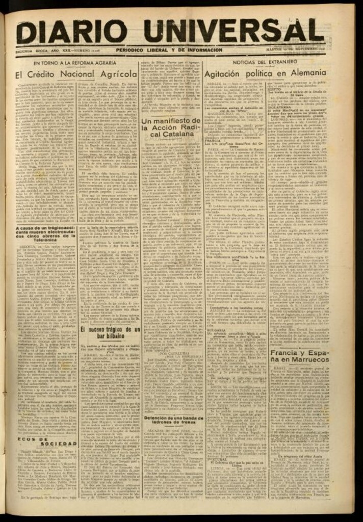 Miniatura de Diario Universal del 10 de noviembre de 1931