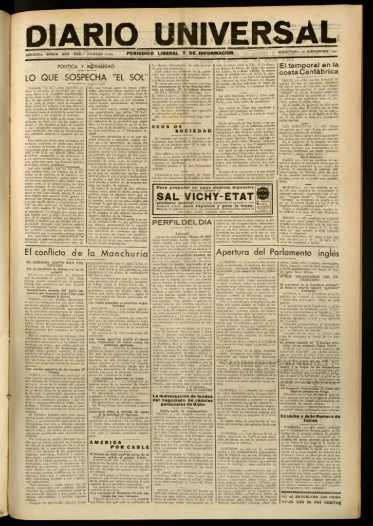 Miniatura de Diario Universal del 11 de noviembre de 1931