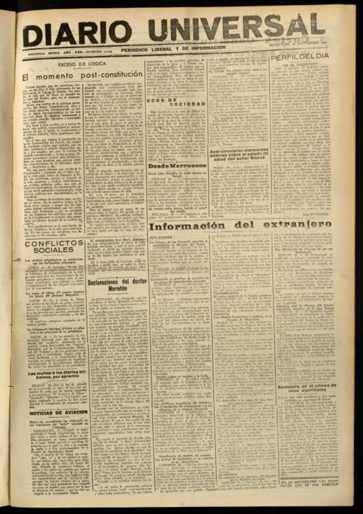 Miniatura de Diario Universal del 18 de noviembre de 1931