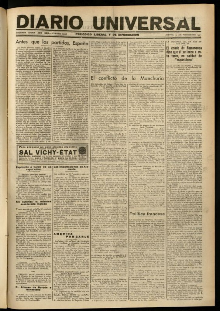 Miniatura de Diario Universal del 19 de noviembre de 1931