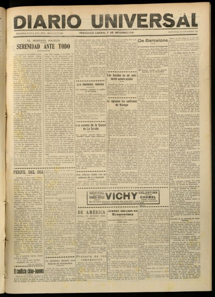 Miniatura de Diario Universal del 25 de noviembre de 1931