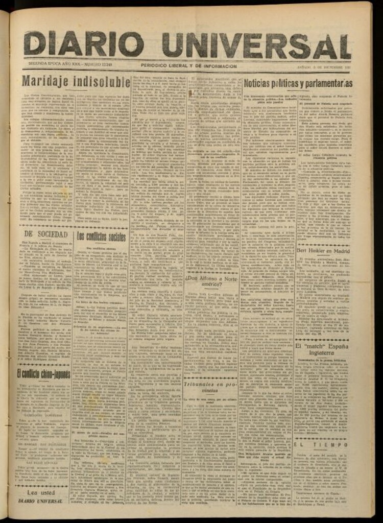 Miniatura de Diario Universal del 5 de diciembre de 1931