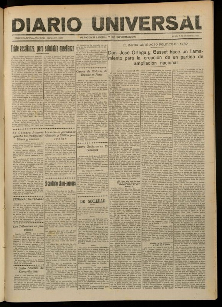 Miniatura de Diario Universal del 7 de diciembre de 1931