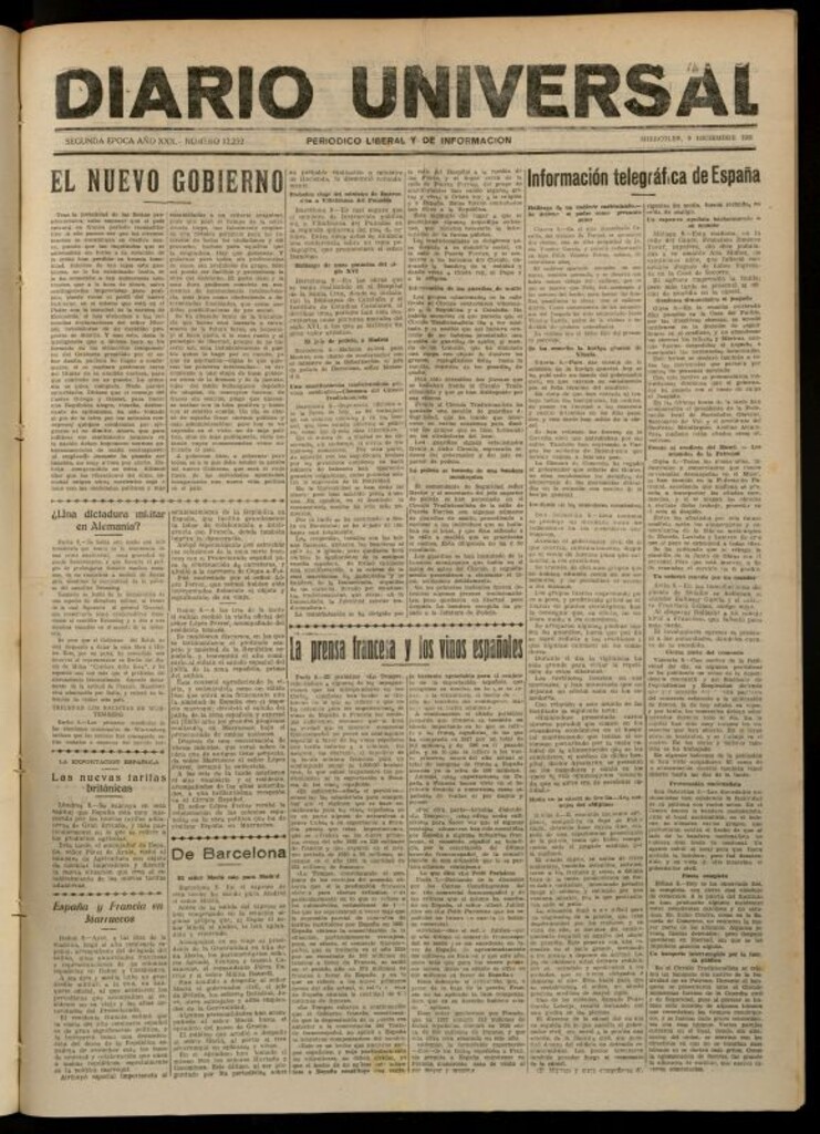 Miniatura de Diario Universal del 9 de diciembre de 1931