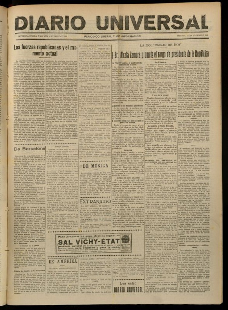 Miniatura de Diario Universal del 11 de diciembre de 1931