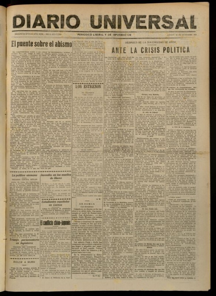 Miniatura de Diario Universal del 12 de diciembre de 1931