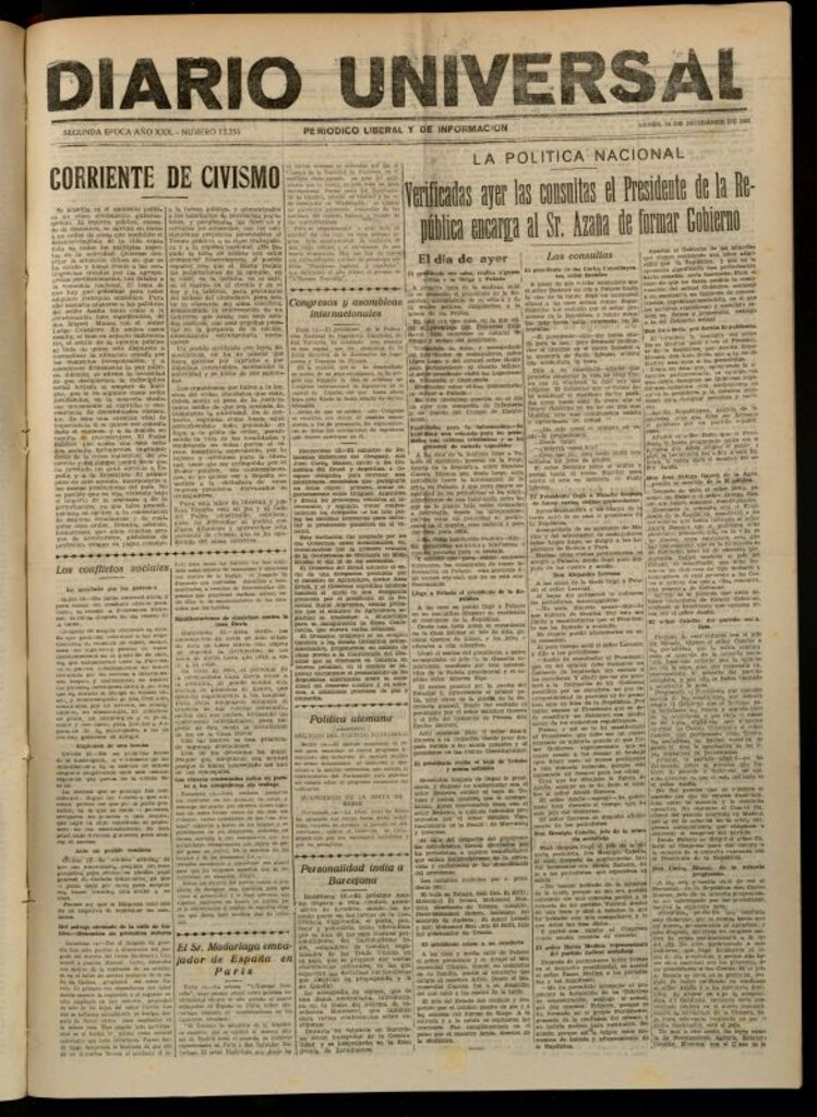 Miniatura de Diario Universal del 14 de diciembre de 1931