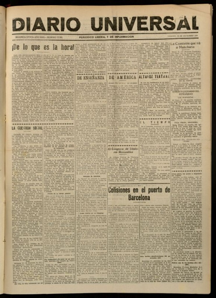 Miniatura de Diario Universal del 18 de diciembre de 1931