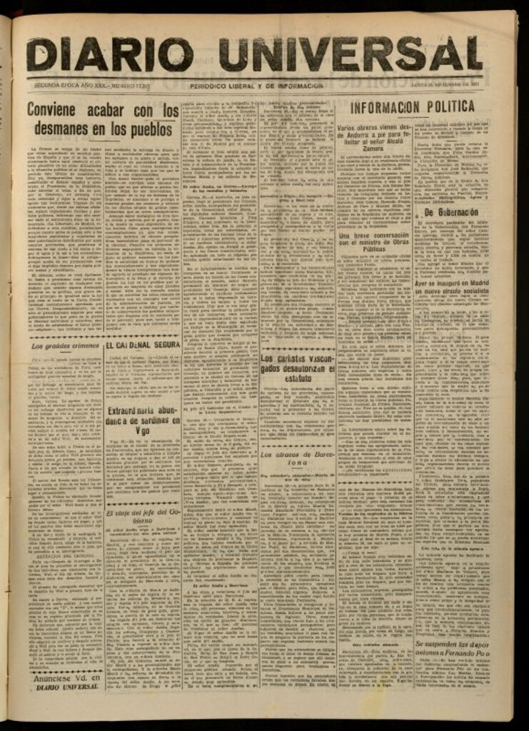 Miniatura de Diario Universal del 21 de diciembre de 1931