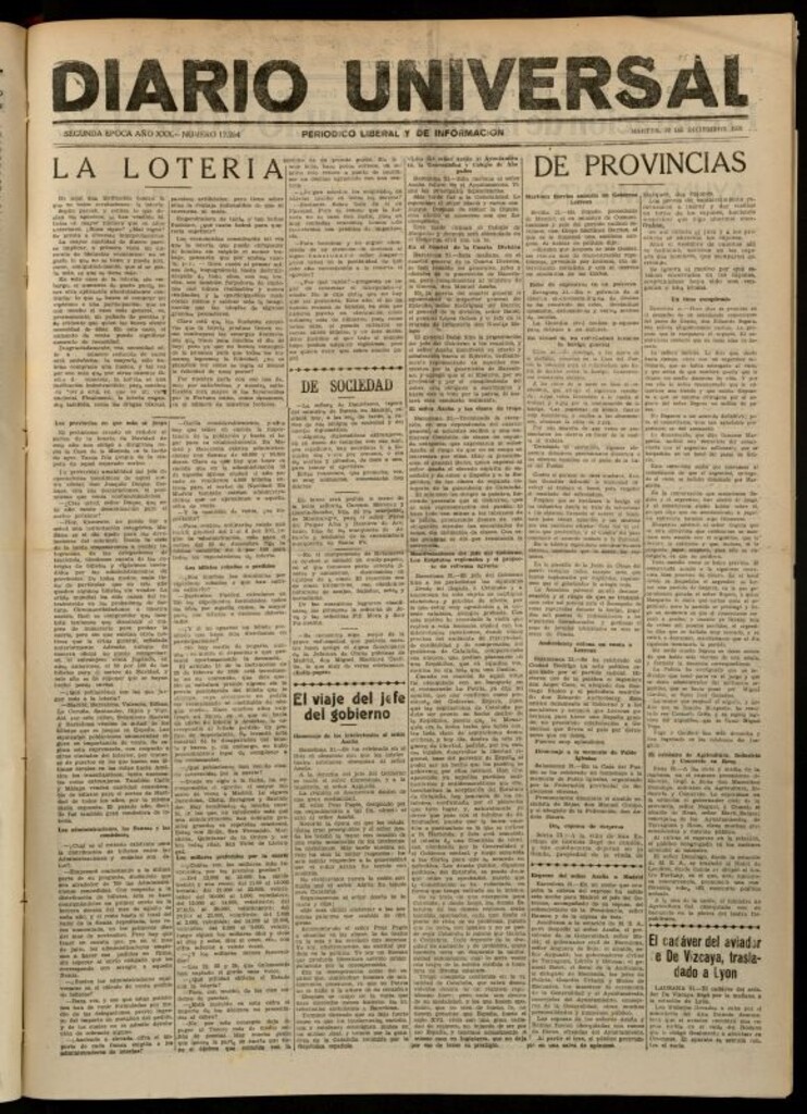 Miniatura de Diario Universal del 22 de diciembre de 1931