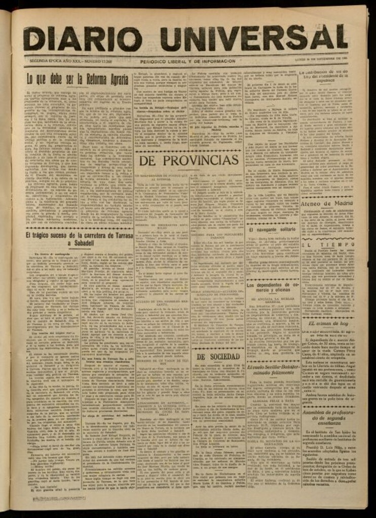 Miniatura de Diario Universal del 28 de diciembre de 1931