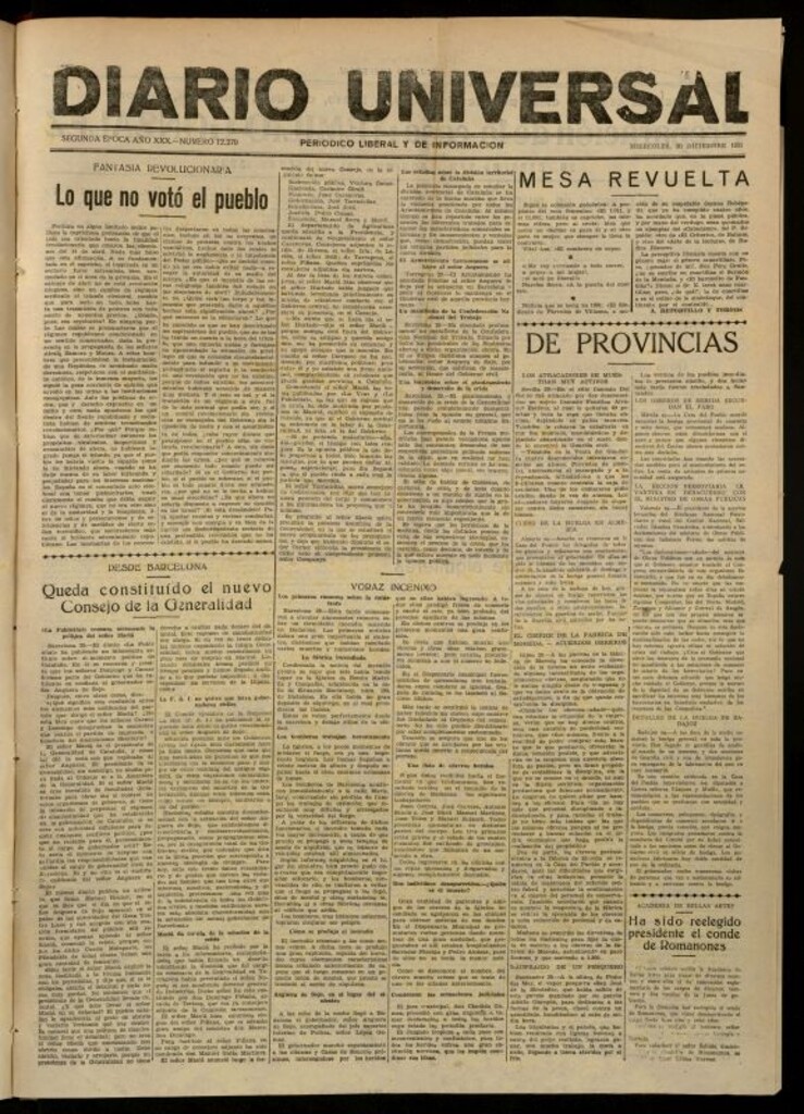 Miniatura de Diario Universal del 30 de diciembre de 1931