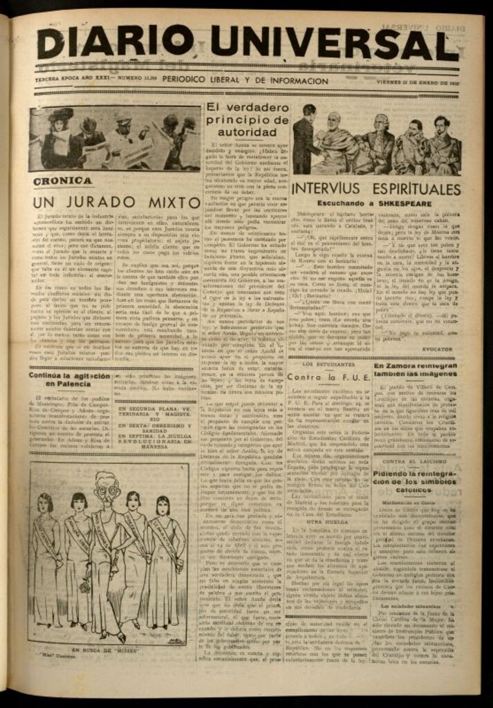 Miniatura de Diario Universal del 22 de enero de 1932
