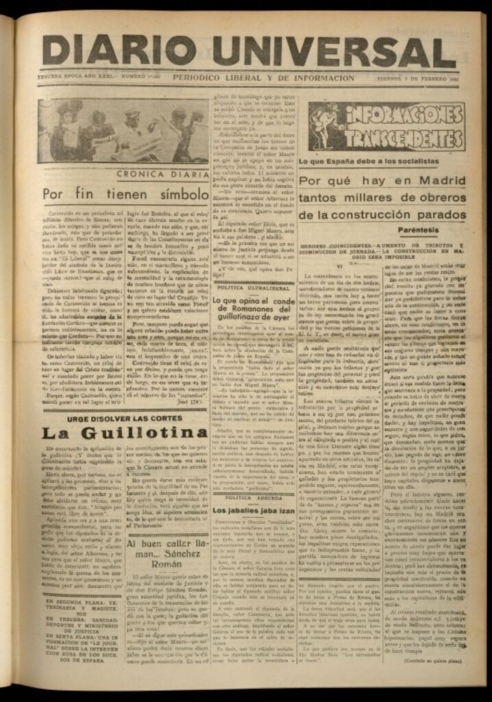 Miniatura de Diario Universal del 5 de febrero de 1932