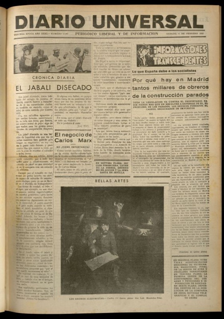 Miniatura de Diario Universal del 6 de febrero de 1932