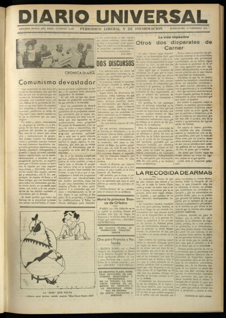 Miniatura de Diario Universal del 10 de febrero de 1932