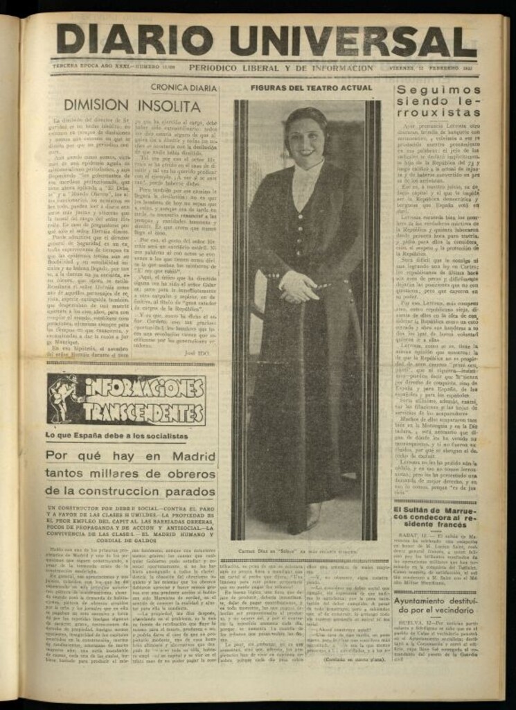 Miniatura de Diario Universal del 12 de febrero de 1932