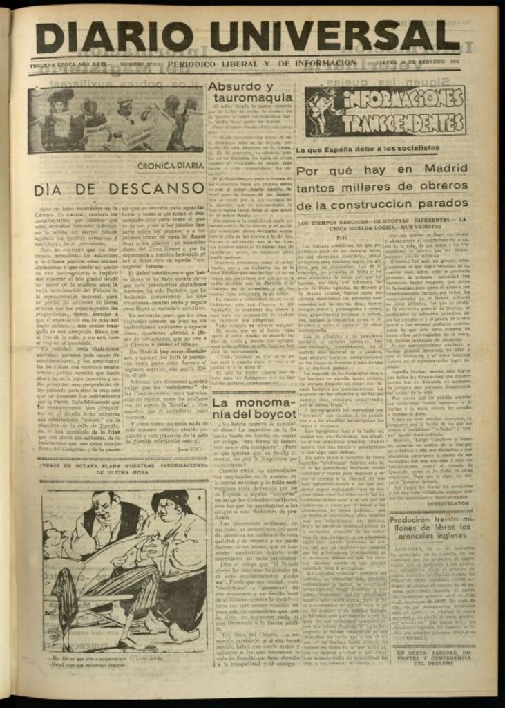 Miniatura de Diario Universal del 18 de febrero de 1932