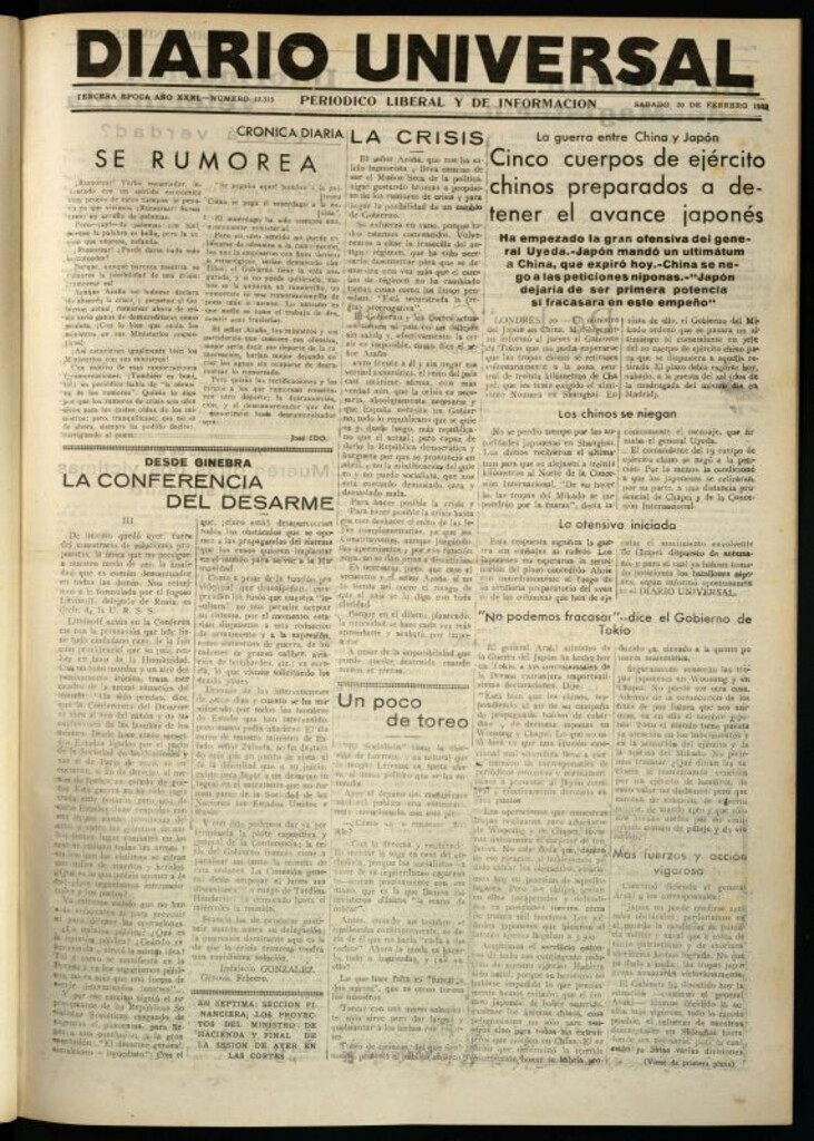 Miniatura de Diario Universal del 20 de febrero de 1932
