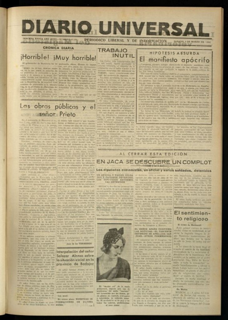Miniatura de Diario Universal del 5 de marzo de 1932