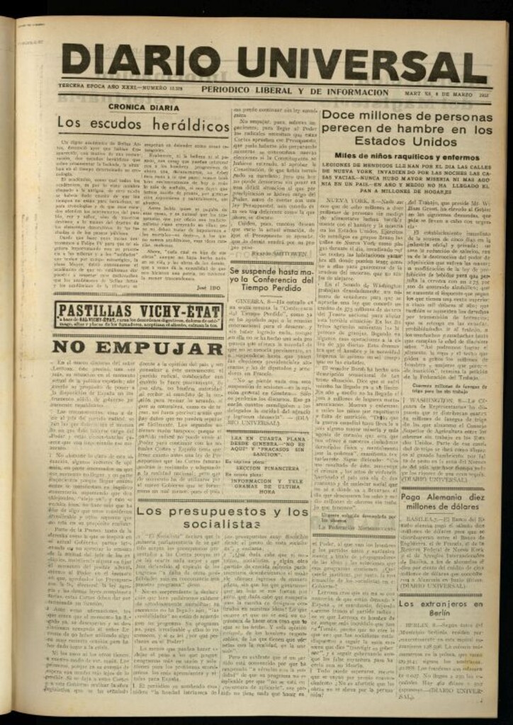 Miniatura de Diario Universal del 8 de marzo de 1932