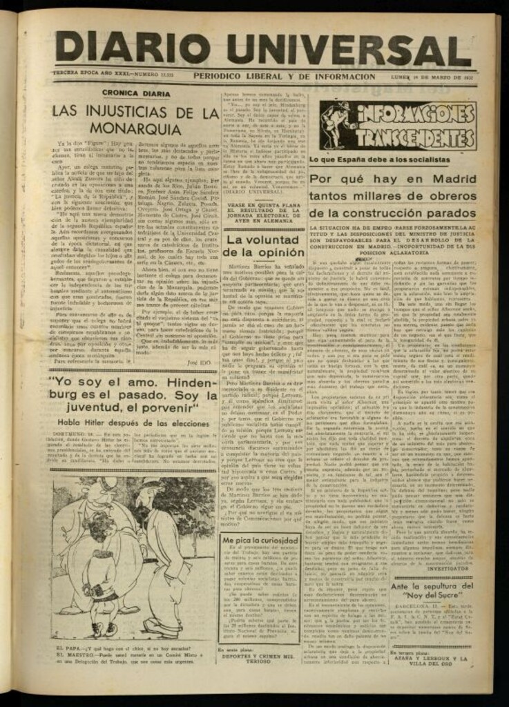 Miniatura de Diario Universal del 14 de marzo de 1932