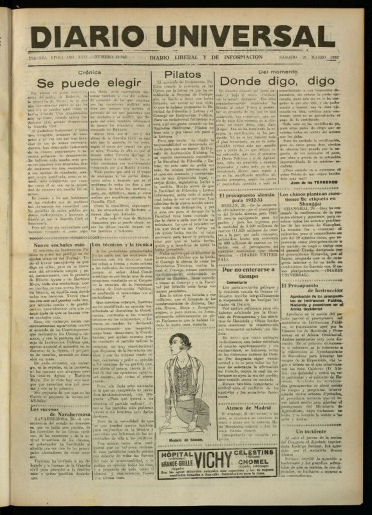 Miniatura de Diario Universal del 26 de marzo de 1932