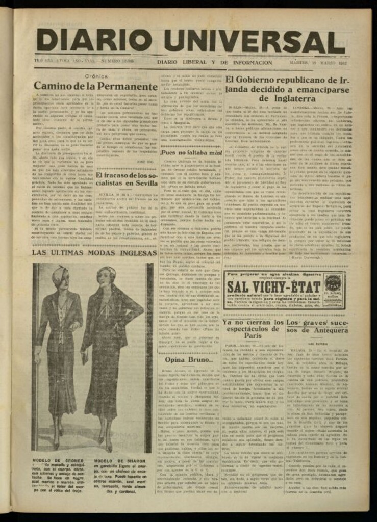 Miniatura de Diario Universal del 29 de marzo de 1932