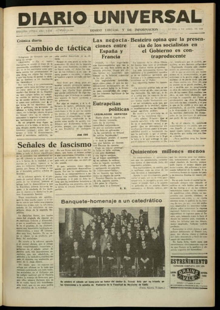 Miniatura de Diario Universal del 4 de abril de 1932